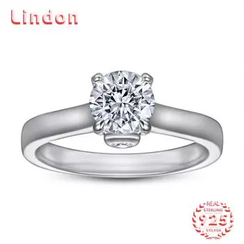 Классическое кольцо Lindon из стерлингового серебра 925 пробы с цирконом, женские украшения, свадебное обещание, подарок для вечеринки 5 серебряный