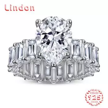 Классическое кольцо Lindon из стерлингового серебра 925 пробы с цирконом, женские ювелирные изделия, свадебный подарок для вечеринки 5 серебряный