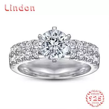 Классическое кольцо Lindon из стерлингового серебра 925 пробы с цирконом, женские ювелирные изделия, свадебный подарок для вечеринки 5 серебряный