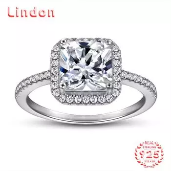Классическое кольцо Lindon из стерлингового серебра 925 пробы с цирконом, женские украшения, свадебное обещание, подарок для вечеринки 5 серебряный