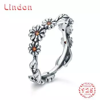 Классическое кольцо Lindon из стерлингового серебра 925 пробы с цирконом, женские ювелирные изделия, свадебный подарок для вечеринки 7 серебряный