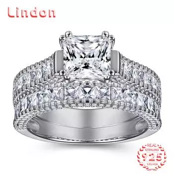 Классическое кольцо Lindon из стерлингового серебра 925 пробы с цирконом, женские ювелирные изделия, свадебный подарок для вечеринки 5 серебряный