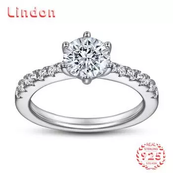 Классическое кольцо Lindon из стерлингового серебра 925 пробы с цирконом, женские украшения, свадебное обещание, подарок для вечеринки 5 серебряный