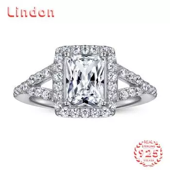 Классическое кольцо Lindon из стерлингового серебра 925 пробы с цирконом, женские ювелирные изделия, свадебный подарок для вечеринки 5 серебряный