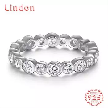 Классическое кольцо Lindon из стерлингового серебра 925 пробы с цирконом, женские украшения, свадебное обещание, подарок для вечеринки 5 серебряный