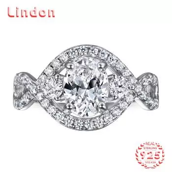 Классическое кольцо Lindon из стерлингового серебра 925 пробы с цирконом, женские ювелирные изделия, свадебный подарок для вечеринки 5 серебряный