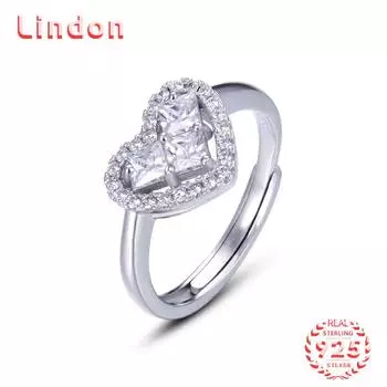 Классическое кольцо Lindon из стерлингового серебра 925 пробы с цирконом, женские ювелирные изделия, свадебный подарок для вечеринки серебряный