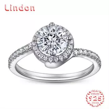 Классическое кольцо Lindon из стерлингового серебра 925 пробы с цирконом, женские украшения, свадебное обещание, подарок для вечеринки 5 серебряный