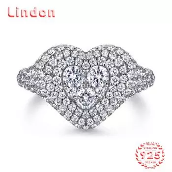 Классическое кольцо Lindon из стерлингового серебра 925 пробы с цирконом, женские ювелирные изделия, свадебный подарок для вечеринки 5 серебряный