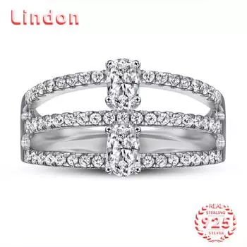 Классическое кольцо Lindon из стерлингового серебра 925 пробы с цирконом, женские украшения, свадебное обещание, подарок для вечеринки 5 серебряный