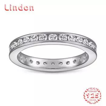 Классическое кольцо Lindon из стерлингового серебра 925 пробы с цирконом, женские украшения, свадебное обещание, подарок для вечеринки 5 серебряный