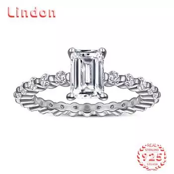 Классическое кольцо Lindon из стерлингового серебра 925 пробы с цирконом, женские ювелирные изделия, свадебный подарок для вечеринки 5 серебряный