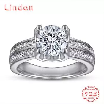Классическое кольцо Lindon из стерлингового серебра 925 пробы с цирконом, женские украшения, свадебное обещание, подарок для вечеринки 5 серебряный