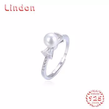 Классическое кольцо Lindon из стерлингового серебра 925 пробы с цирконом, женские ювелирные изделия, свадебный подарок для вечеринки серебряный