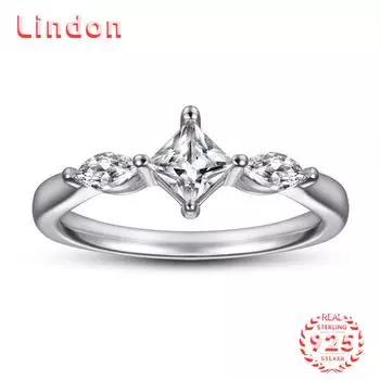 Классическое кольцо Lindon из стерлингового серебра 925 пробы с цирконом, женские украшения, свадебное обещание, подарок для вечеринки 5 серебряный