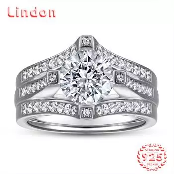 Классическое кольцо Lindon из стерлингового серебра 925 пробы с цирконом, женские украшения, свадебное обещание, подарок для вечеринки 5 серебряный