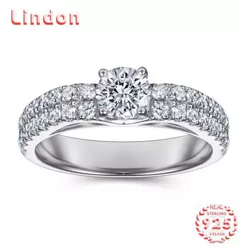 Классическое кольцо Lindon из стерлингового серебра 925 пробы с цирконом, женские украшения, свадебное обещание, подарок для вечеринки 5 серебряный