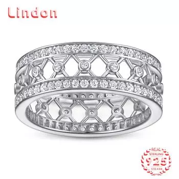 Классическое кольцо Lindon из стерлингового серебра 925 пробы с цирконом, женские ювелирные изделия, свадебный подарок для вечеринки 5 серебряный