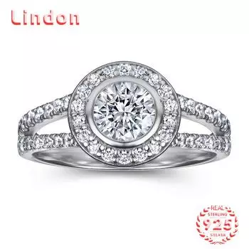 Классическое кольцо Lindon из стерлингового серебра 925 пробы с цирконом, женские ювелирные изделия, свадебный подарок для вечеринки 5 серебряный