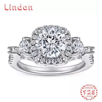Классическое кольцо Lindon из стерлингового серебра 925 пробы с цирконом, женские украшения, свадебное обещание, подарок для вечеринки 5 серебряный