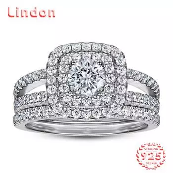 Классическое кольцо Lindon из стерлингового серебра 925 пробы с цирконом, женские ювелирные изделия, свадебный подарок для вечеринки 5 серебряный