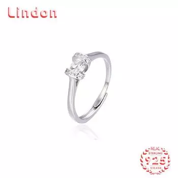 Классическое кольцо Lindon из стерлингового серебра 925 пробы с цирконом, женские ювелирные изделия, свадебный подарок для вечеринки серебряный
