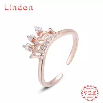 Классическое кольцо Lindon из стерлингового серебра 925 пробы с цирконом, женские ювелирные изделия, свадебный подарок для вечеринки розового золота