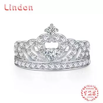 Классическое кольцо Lindon из стерлингового серебра 925 пробы с цирконом, женские ювелирные изделия, свадебный подарок для вечеринки 5 серебряный