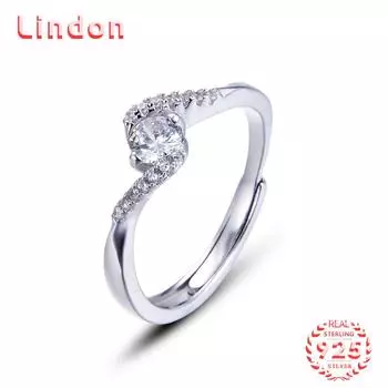 Классическое кольцо Lindon из стерлингового серебра 925 пробы с цирконом, женские ювелирные изделия, свадебный подарок для вечеринки серебряный