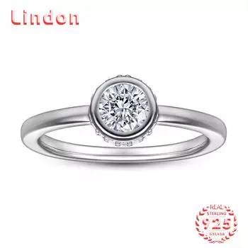 Классическое кольцо Lindon из стерлингового серебра 925 пробы с цирконом, женские украшения, свадебное обещание, подарок для вечеринки 5 серебряный