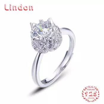 Классическое кольцо Lindon из стерлингового серебра 925 пробы с цирконом, женские ювелирные изделия, свадебный подарок для вечеринки серебряный