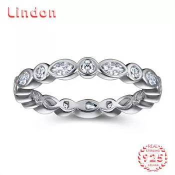 Классическое кольцо Lindon из стерлингового серебра 925 пробы с цирконом, женские украшения, свадебное обещание, подарок для вечеринки 5 серебряный