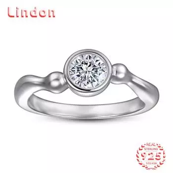 Классическое кольцо Lindon из стерлингового серебра 925 пробы с цирконом, женские украшения, свадебное обещание, подарок для вечеринки 5 серебряный