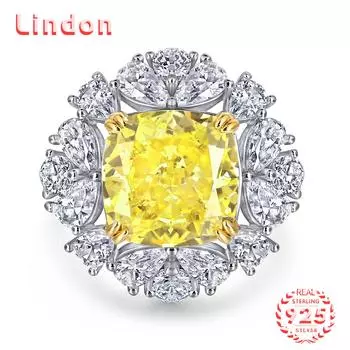 Классическое кольцо Lindon из стерлингового серебра 925 пробы с цирконом, женские ювелирные изделия, свадебный подарок для вечеринки 5 жёлтый