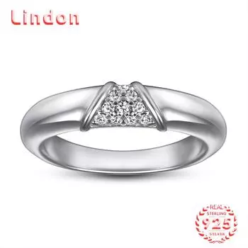 Классическое кольцо Lindon из стерлингового серебра 925 пробы с цирконом, женские украшения, свадебное обещание, подарок для вечеринки 5 серебряный