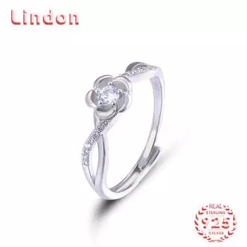 Классическое кольцо Lindon из стерлингового серебра 925 пробы с цирконом, женские ювелирные изделия, свадебный подарок для вечеринки серебряный