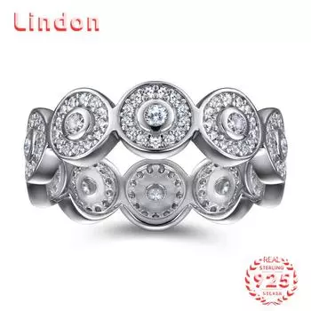 Классическое кольцо Lindon из стерлингового серебра 925 пробы с цирконом, женские украшения, свадебное обещание, подарок для вечеринки 5 серебряный