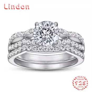 Классическое кольцо Lindon из стерлингового серебра 925 пробы с цирконом, женские ювелирные изделия, свадебный подарок для вечеринки 5 серебряный