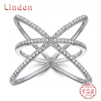 Классическое кольцо Lindon из стерлингового серебра 925 пробы с цирконом, женские украшения, свадебное обещание, подарок для вечеринки 5 серебряный