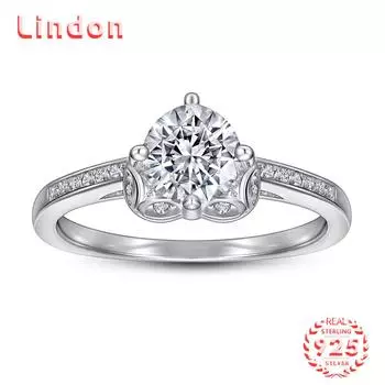 Классическое кольцо Lindon из стерлингового серебра 925 пробы с цирконом, женские ювелирные изделия, свадебный подарок для вечеринки 5 серебряный