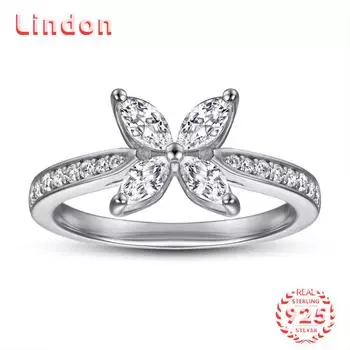 Классическое кольцо Lindon из стерлингового серебра 925 пробы с цирконом, женские украшения, свадебное обещание, подарок для вечеринки 5 серебряный