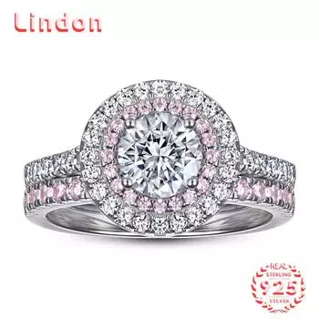 Классическое кольцо Lindon из стерлингового серебра 925 пробы с цирконом, женские ювелирные изделия, свадебный подарок для вечеринки 5 розовый