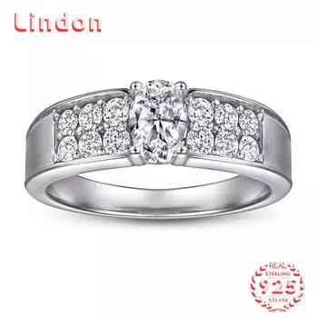 Классическое кольцо Lindon из стерлингового серебра 925 пробы с цирконом, женские ювелирные изделия, свадебный подарок для вечеринки 5 серебряный