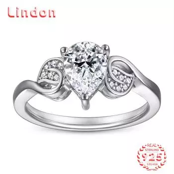 Классическое кольцо Lindon из стерлингового серебра 925 пробы с цирконом, женские украшения, свадебное обещание, подарок для вечеринки 5 серебряный
