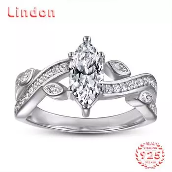 Классическое кольцо Lindon из стерлингового серебра 925 пробы с цирконом, женские ювелирные изделия, свадебный подарок для вечеринки 5 серебряный