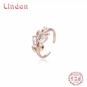 Классическое кольцо Lindon из стерлингового серебра 925 пробы с цирконом, женские ювелирные изделия, свадебный подарок для вечеринки розового золота