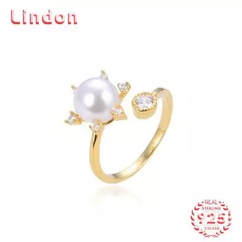 Классическое кольцо Lindon из стерлингового серебра 925 пробы с цирконом, женские ювелирные изделия, свадебный подарок для вечеринки золотой