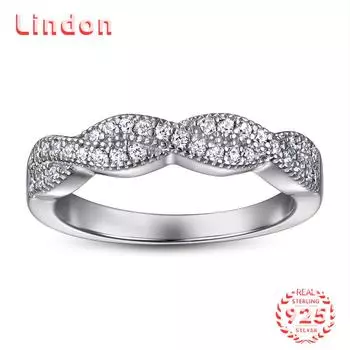 Классическое кольцо Lindon из стерлингового серебра 925 пробы с цирконом, женские ювелирные изделия, свадебный подарок для вечеринки 5 серебряный
