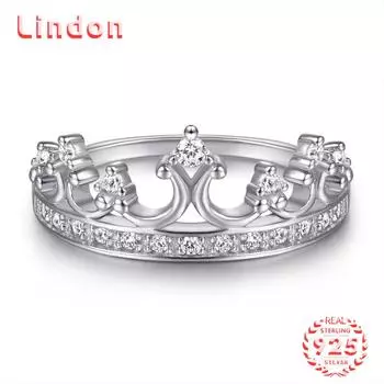 Классическое кольцо Lindon из стерлингового серебра 925 пробы с цирконом, женские ювелирные изделия, свадебный подарок для вечеринки 5 серебряный