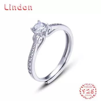 Классическое кольцо Lindon из стерлингового серебра 925 пробы с цирконом, женские ювелирные изделия, свадебный подарок для вечеринки серебряный
